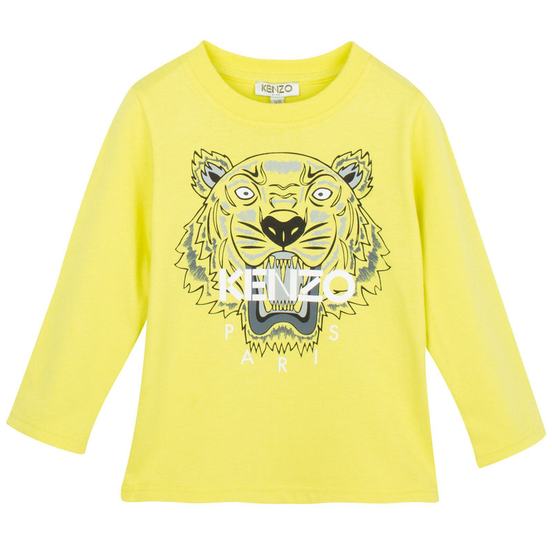 Boys Lime Green Tiger Embroidered Cotton Jersey T-Shirt - CÉMAROSE | Children's Fashion Store - 1