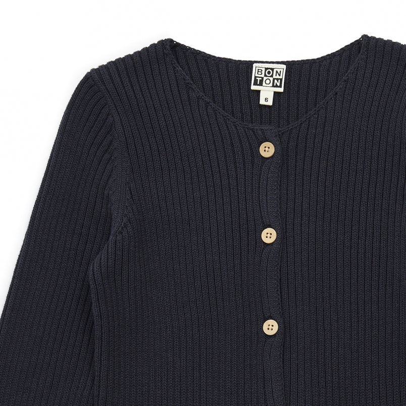 Girls Dark Grey Cotton Cardigan