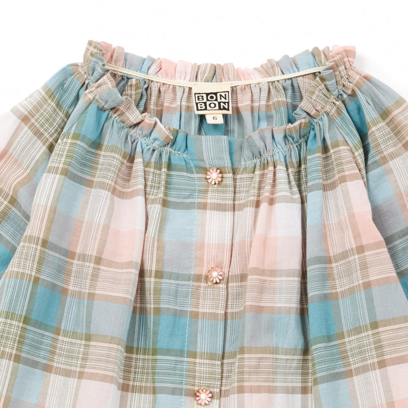 Girls Multicolor Check Cotton Top