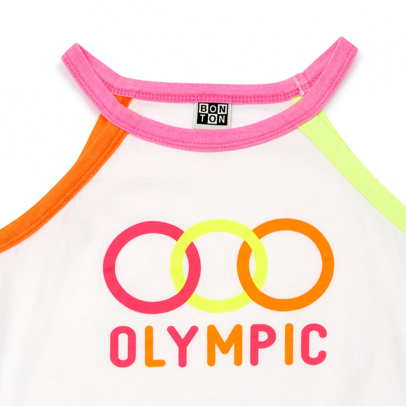 Girls White Cotton Tank Top