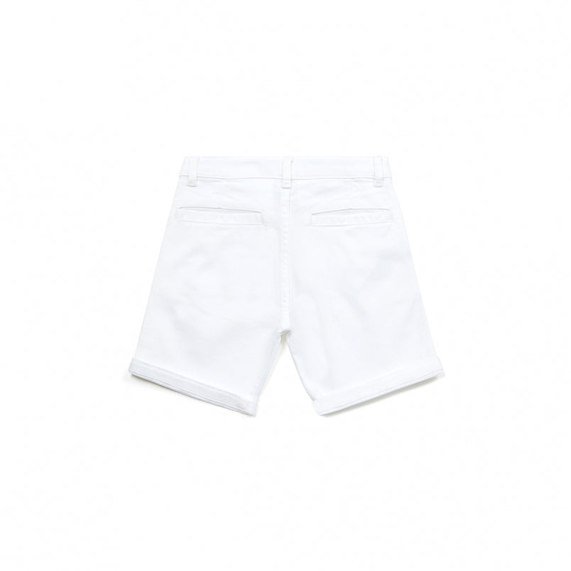 Boys White Cotton Shorts