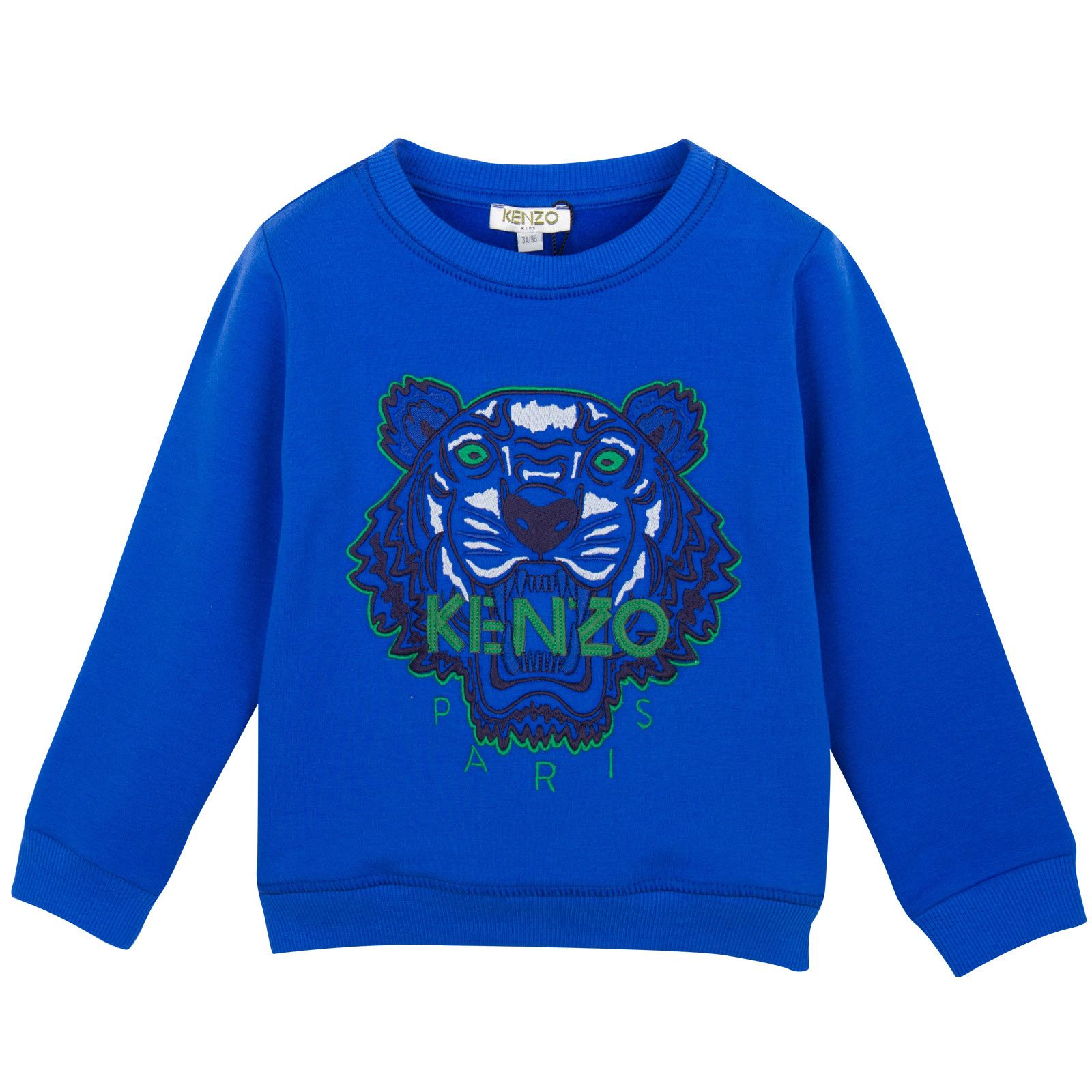 Boys Blue Tiger Embroidered Jersey Sweatshirt - CÉMAROSE | Children's Fashion Store - 1