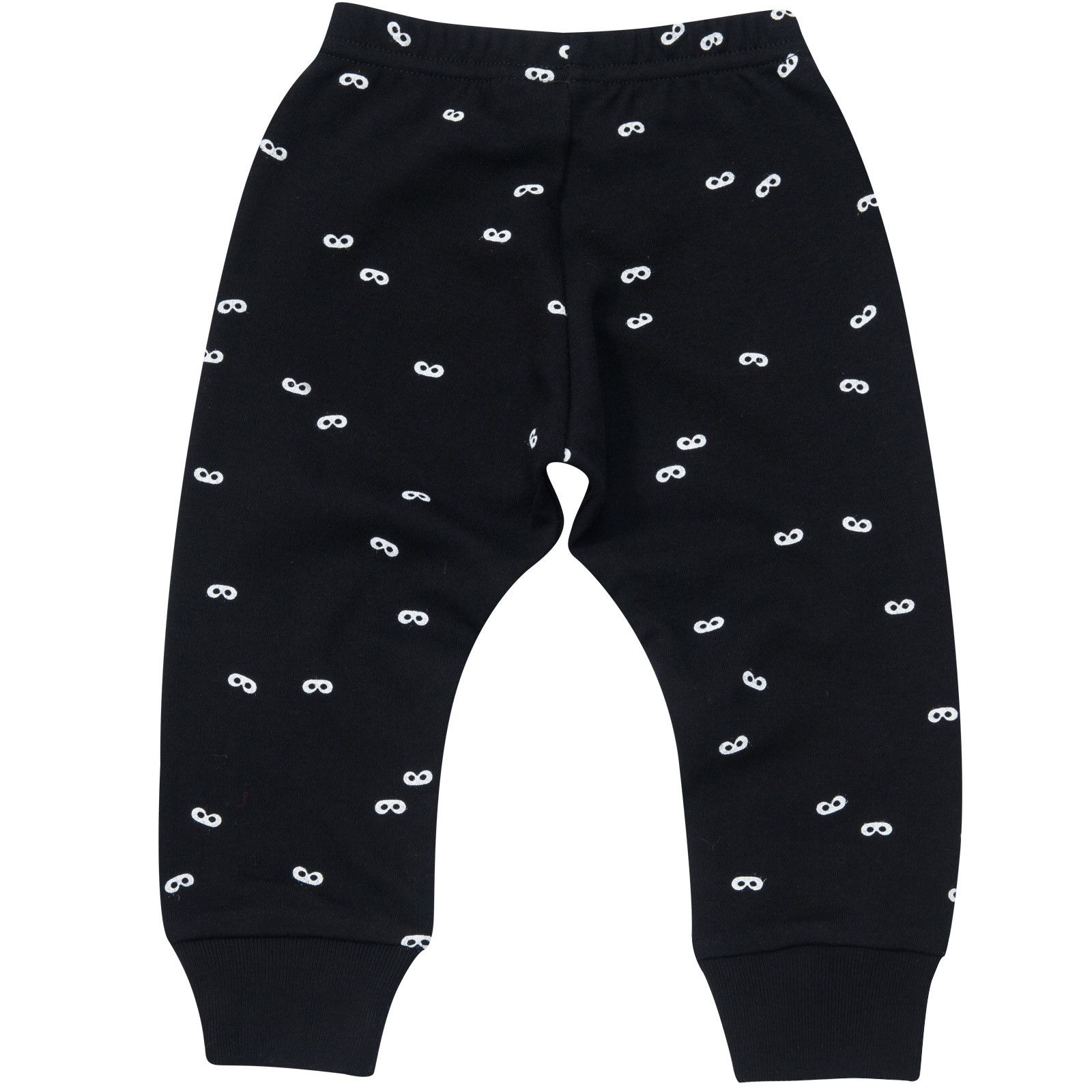Baby Black Lounge Pants With White Mini Masks - CÉMAROSE | Children's Fashion Store - 1