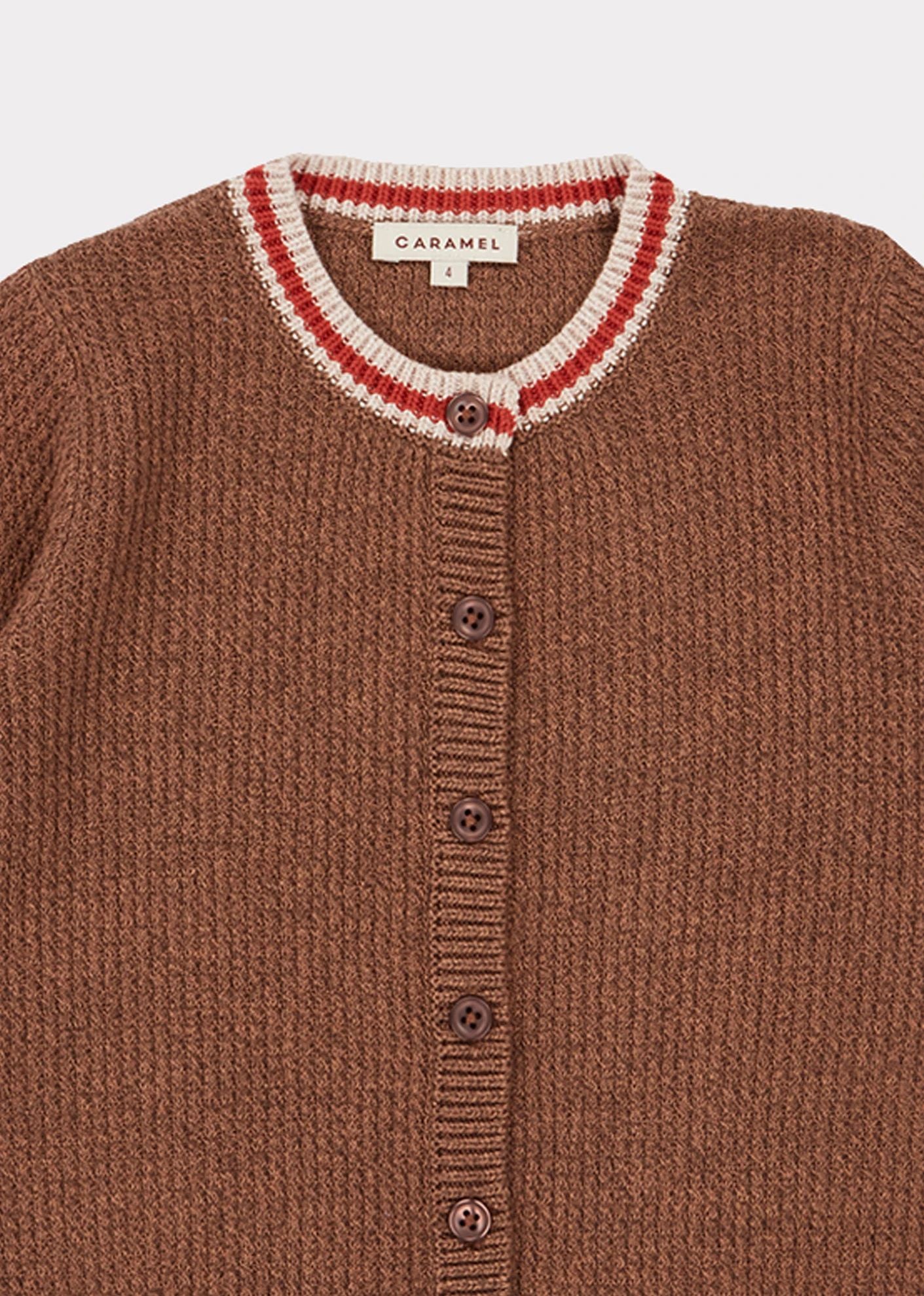 Girls Brown Cotton Cardigan