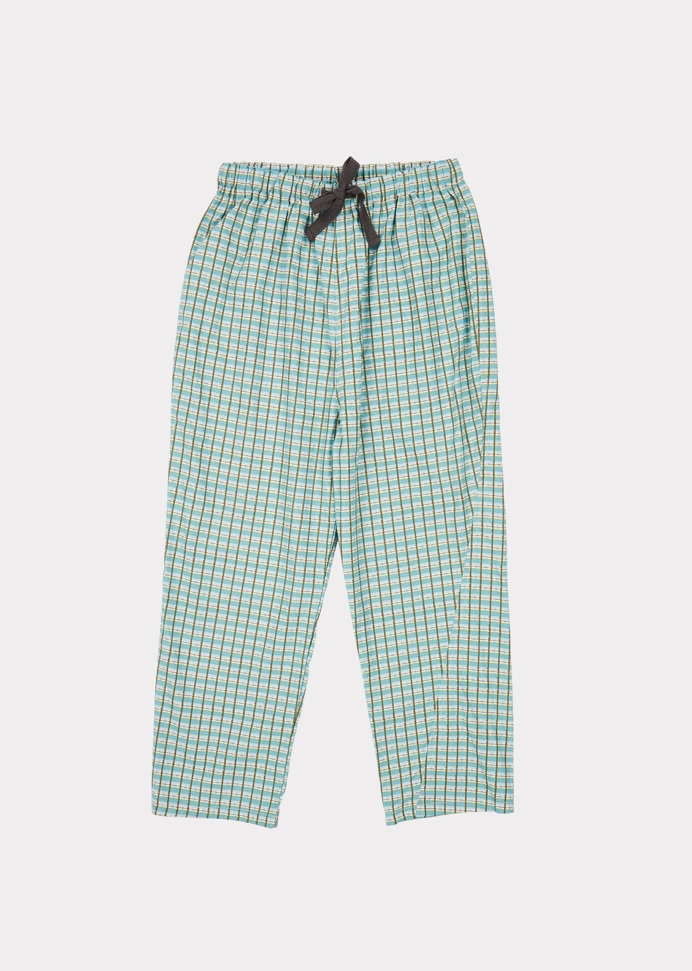 Boys & Girls Green Check Cotton Trousers