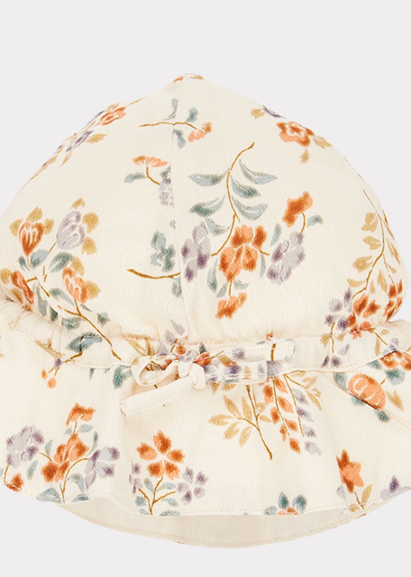 Girls Beige Flowers Sun Hat