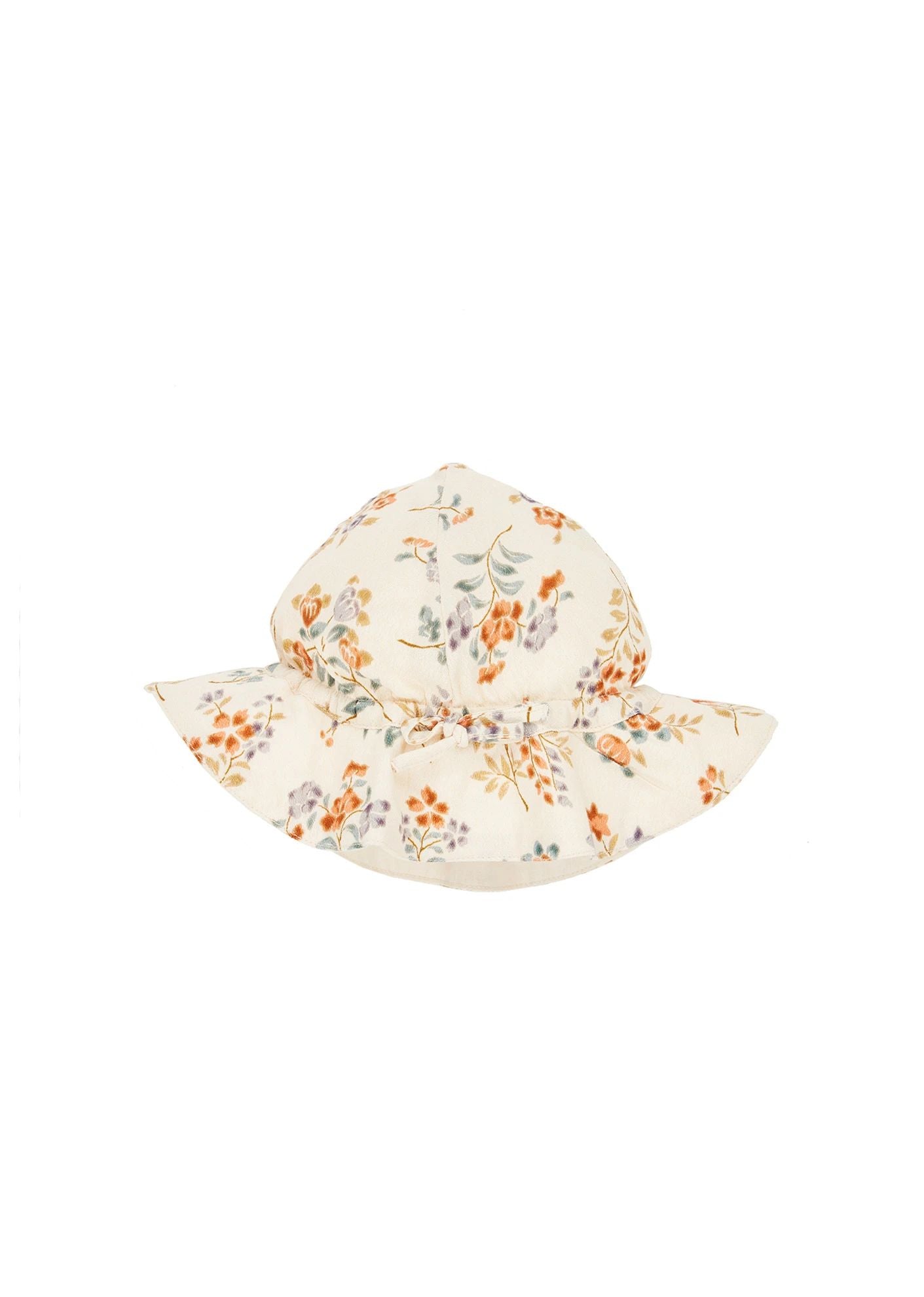 Girls Beige Flowers Sun Hat