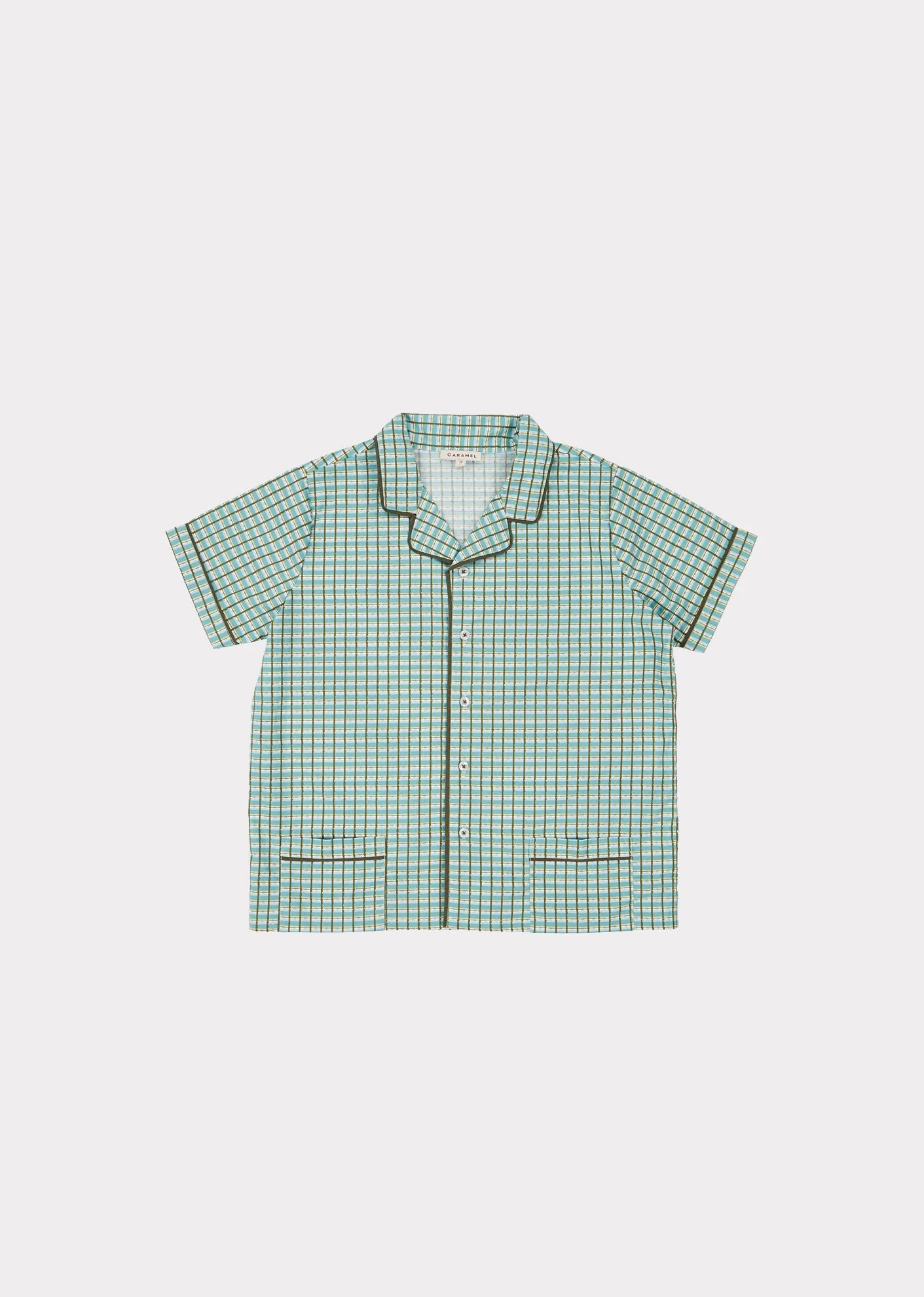 Boys Green Check Cotton Shirt