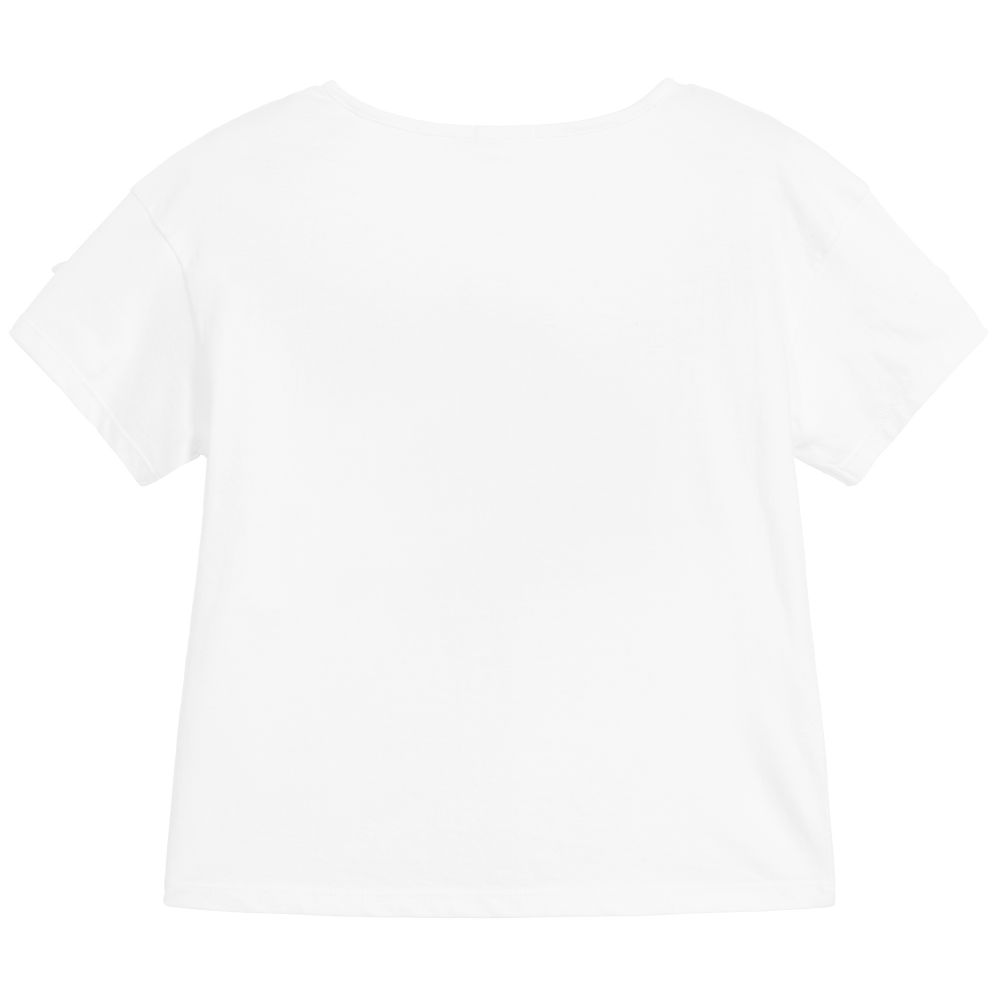 Girls White Cherry Cotton T-shirt