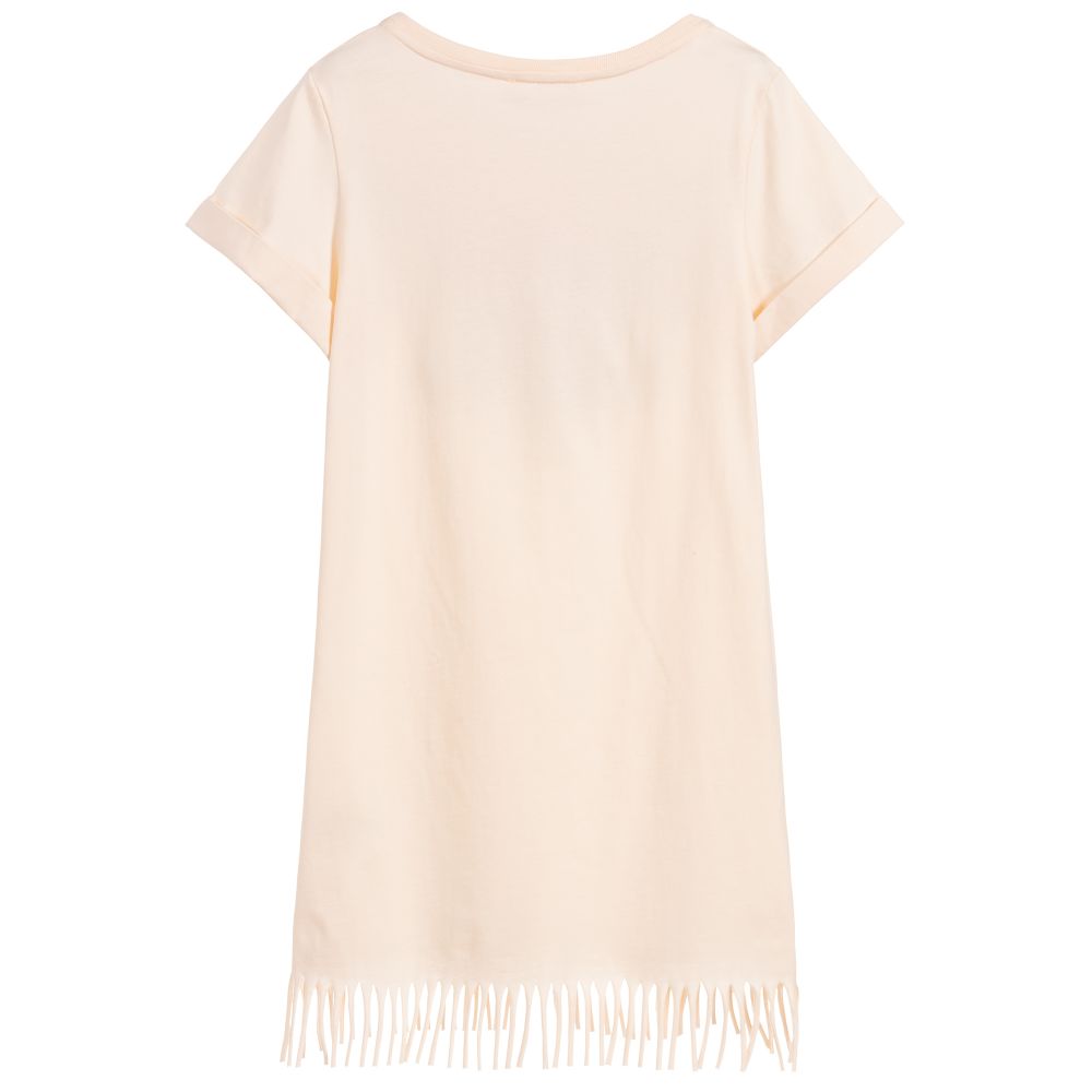 Girls Light Pink Logo Cotton Dress