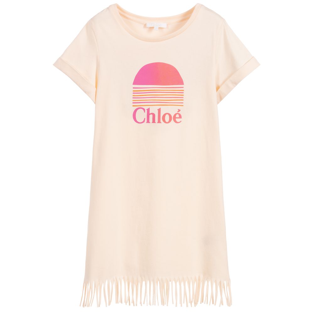 Girls Light Pink Logo Cotton Dress