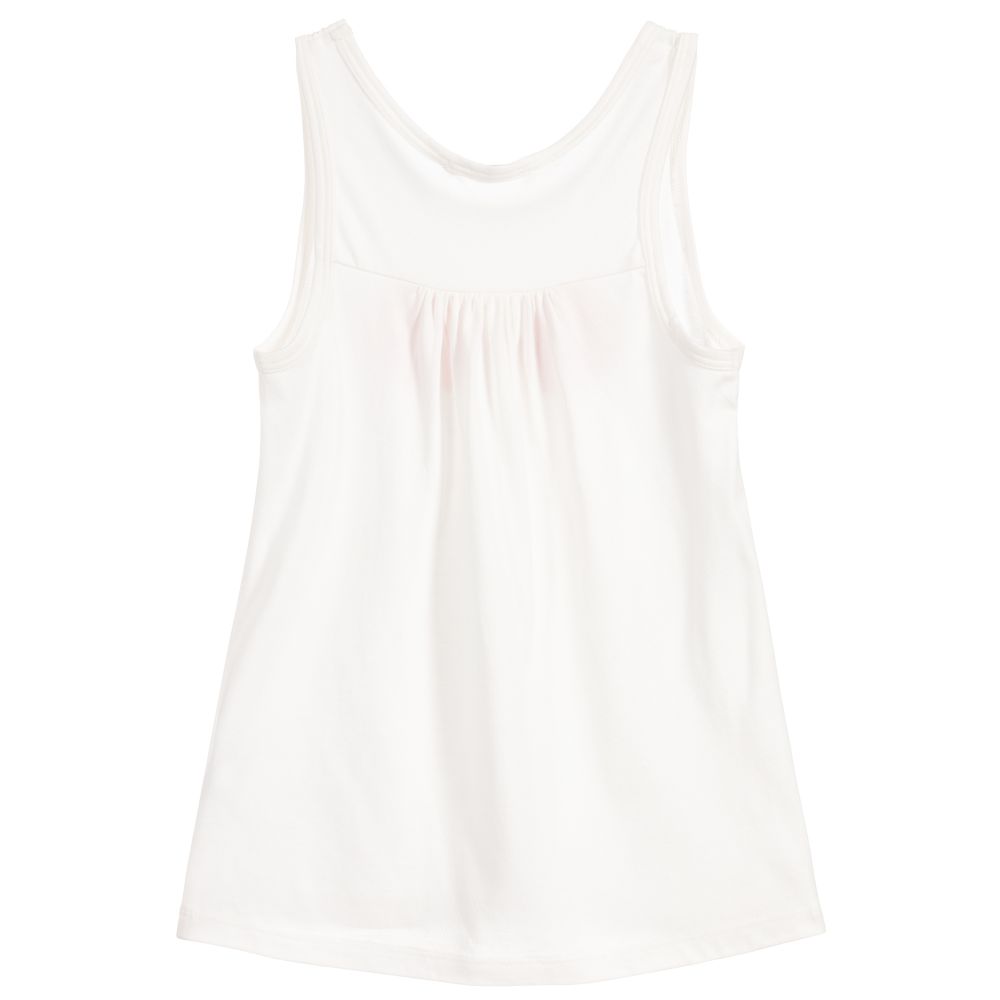 Girls White Pattern Cotton Vest