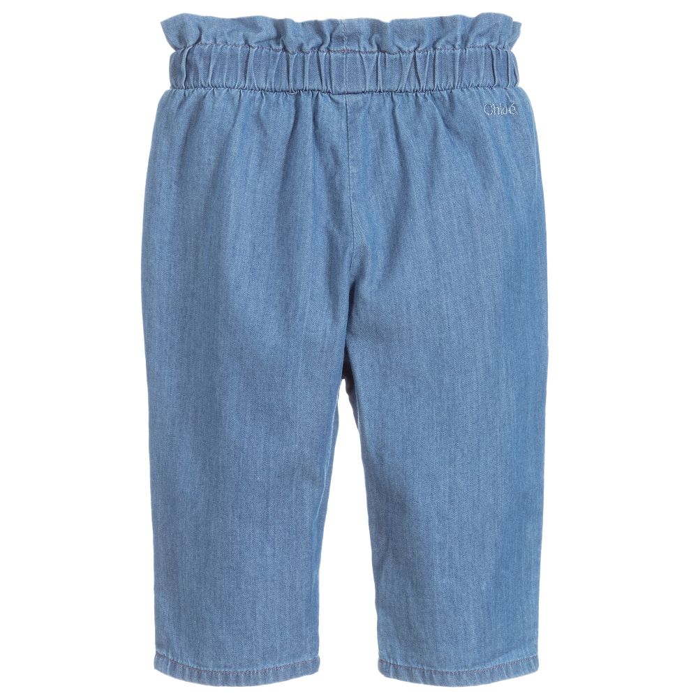 Baby Girls Blue Cotton Trousers