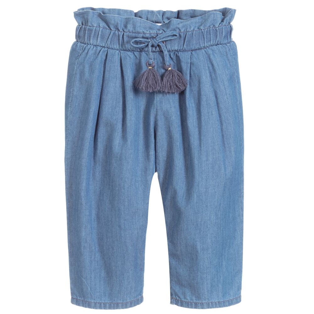 Baby Girls Blue Cotton Trousers