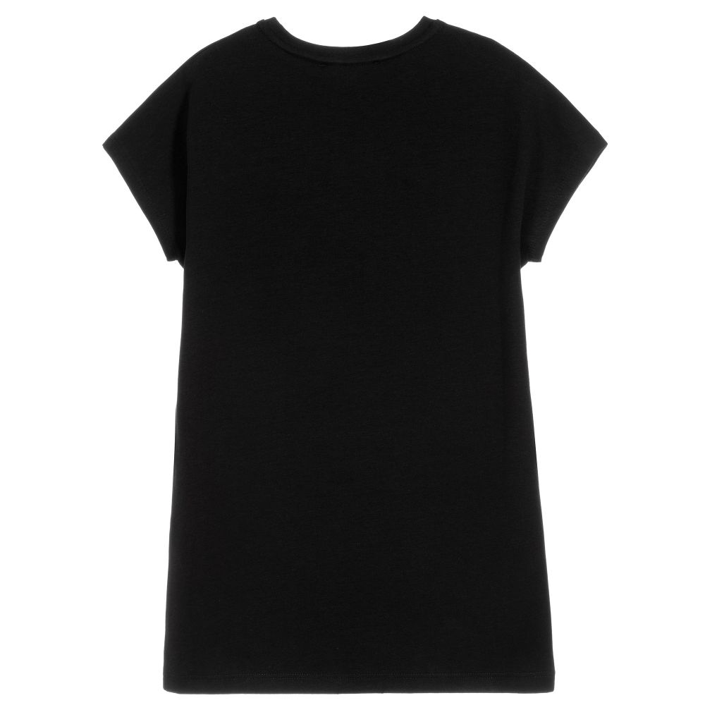 Girls Black Logo Cotton Dress