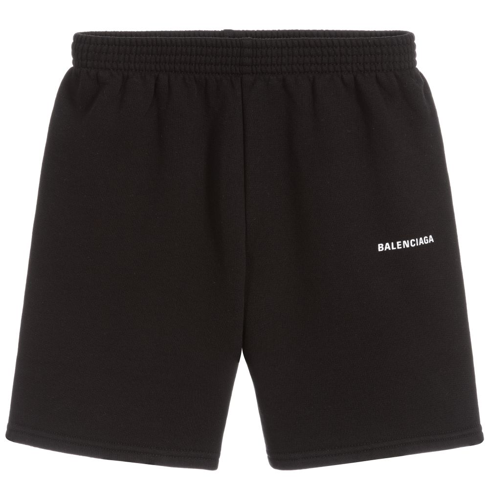 Boys & Girls Black Logo Cotton Shorts