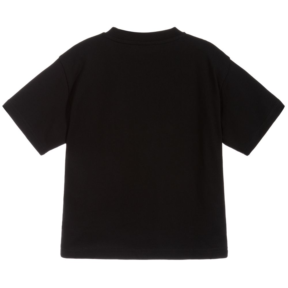 Boys & Girls Black Logo Cotton T-Shirt