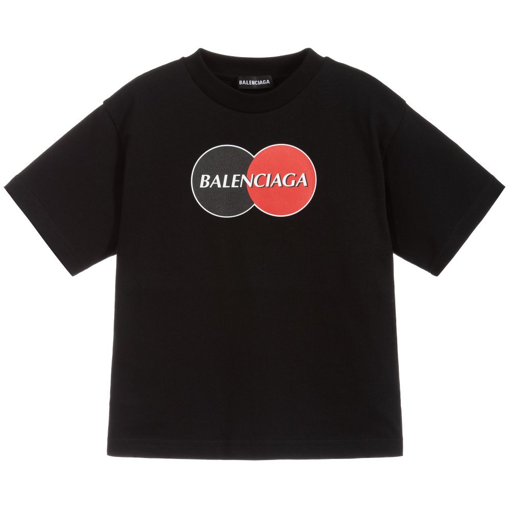 Boys & Girls Black Logo Cotton T-Shirt