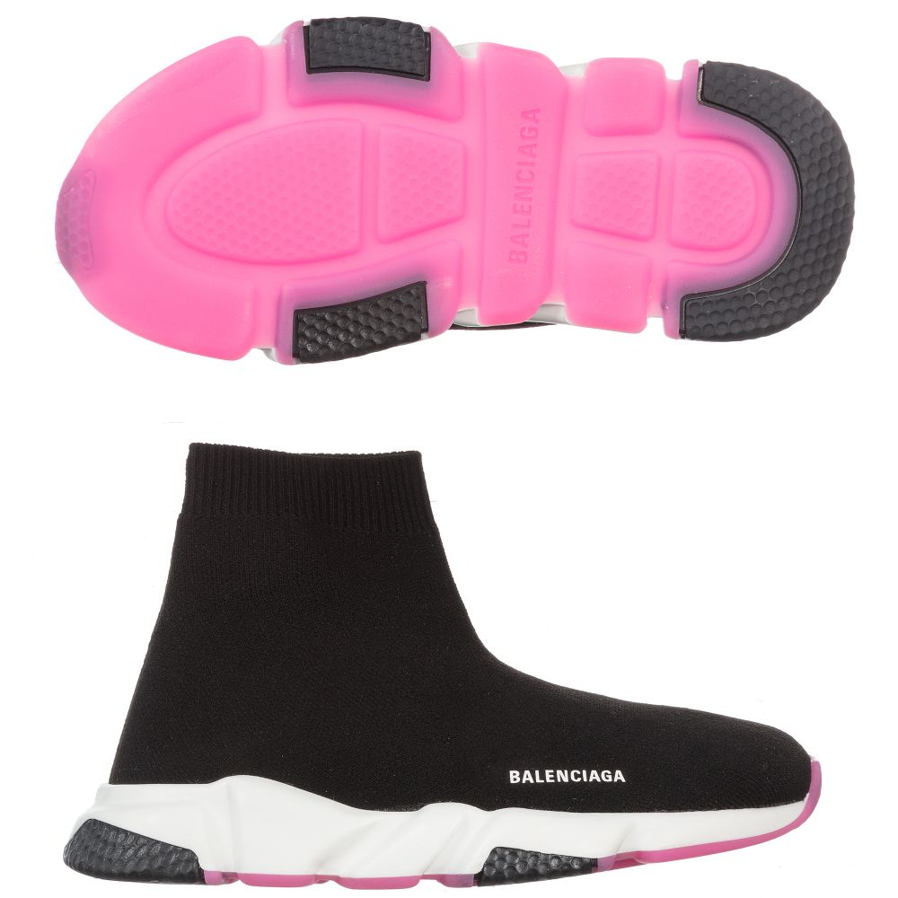 Girls Black & Pink Speed Logo Shoes
