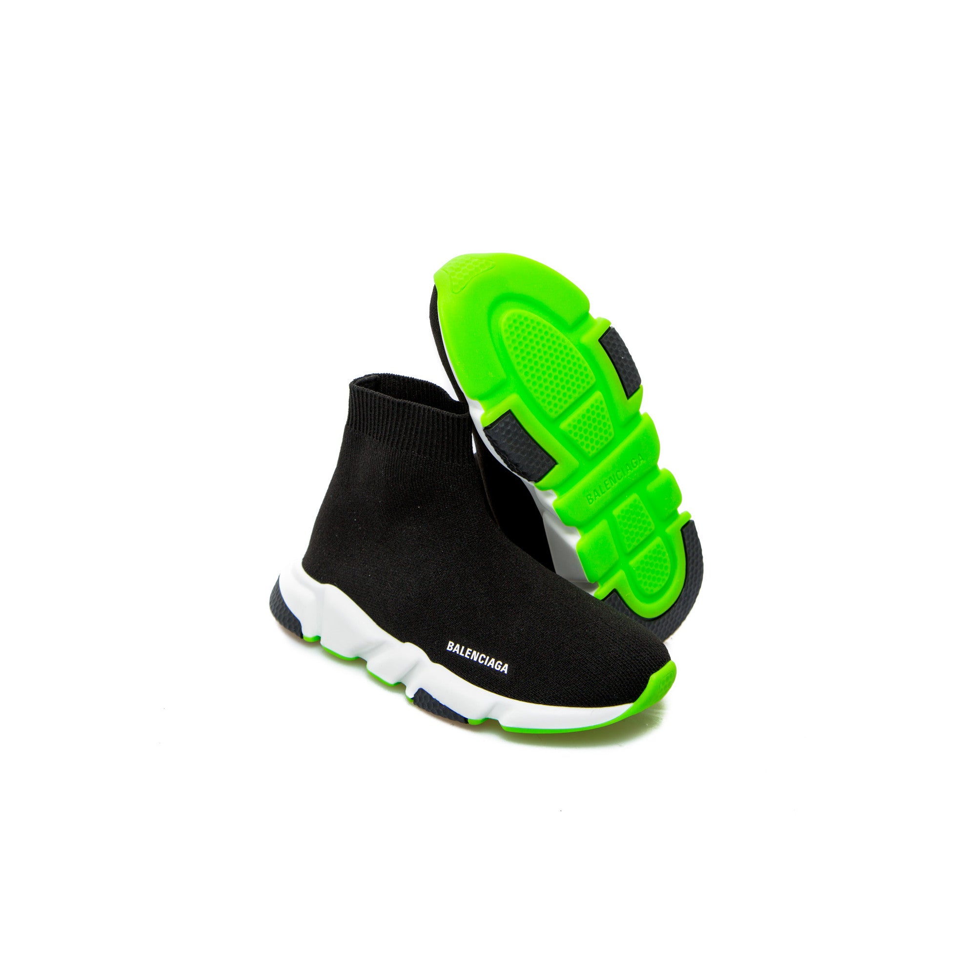 Girls Black & Green Speed Logo Shoes