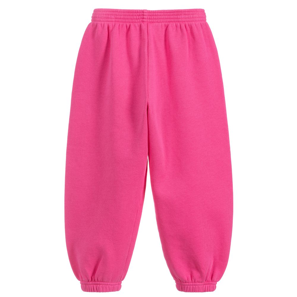 Girls Pink Cotton Logo Trousers