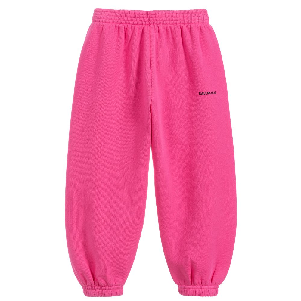 Girls Pink Cotton Logo Trousers