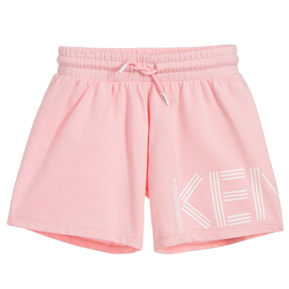 Girls Pink Logo Cotton Shorts
