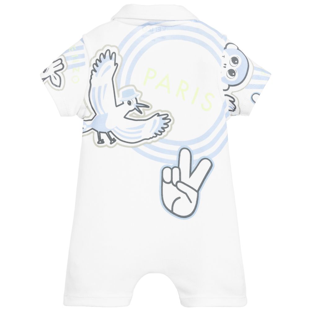 Baby Boys White Cotton Babysuit