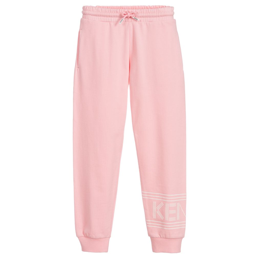 Girls Pink Logo Cotton Trousers