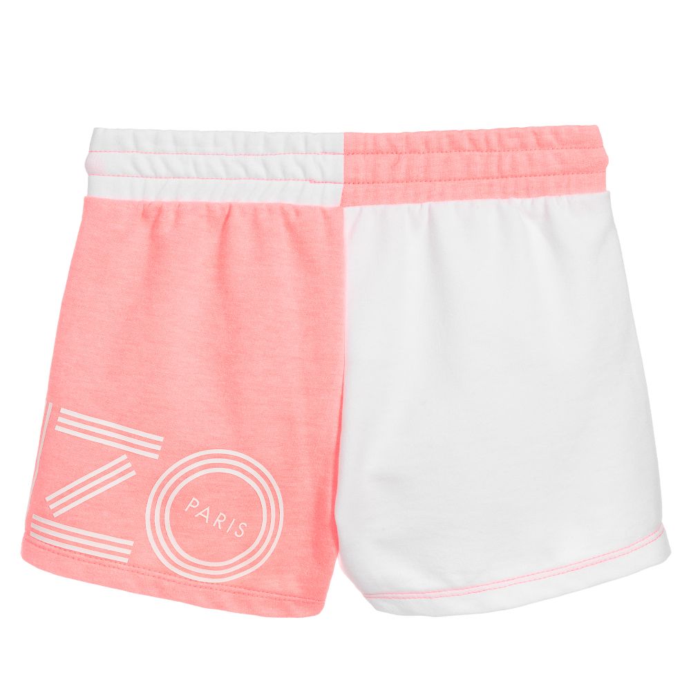 Girls White & Pink Logo Shorts