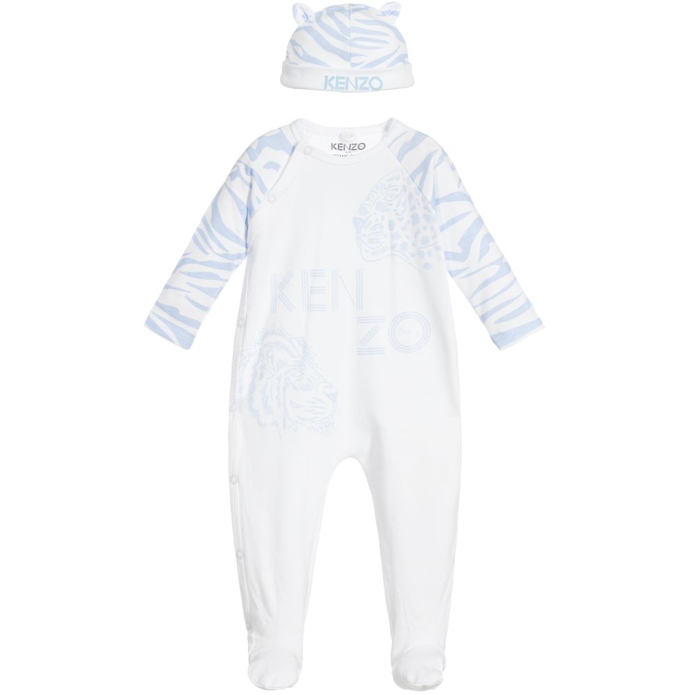 Baby Boys White Cotton Babysuit