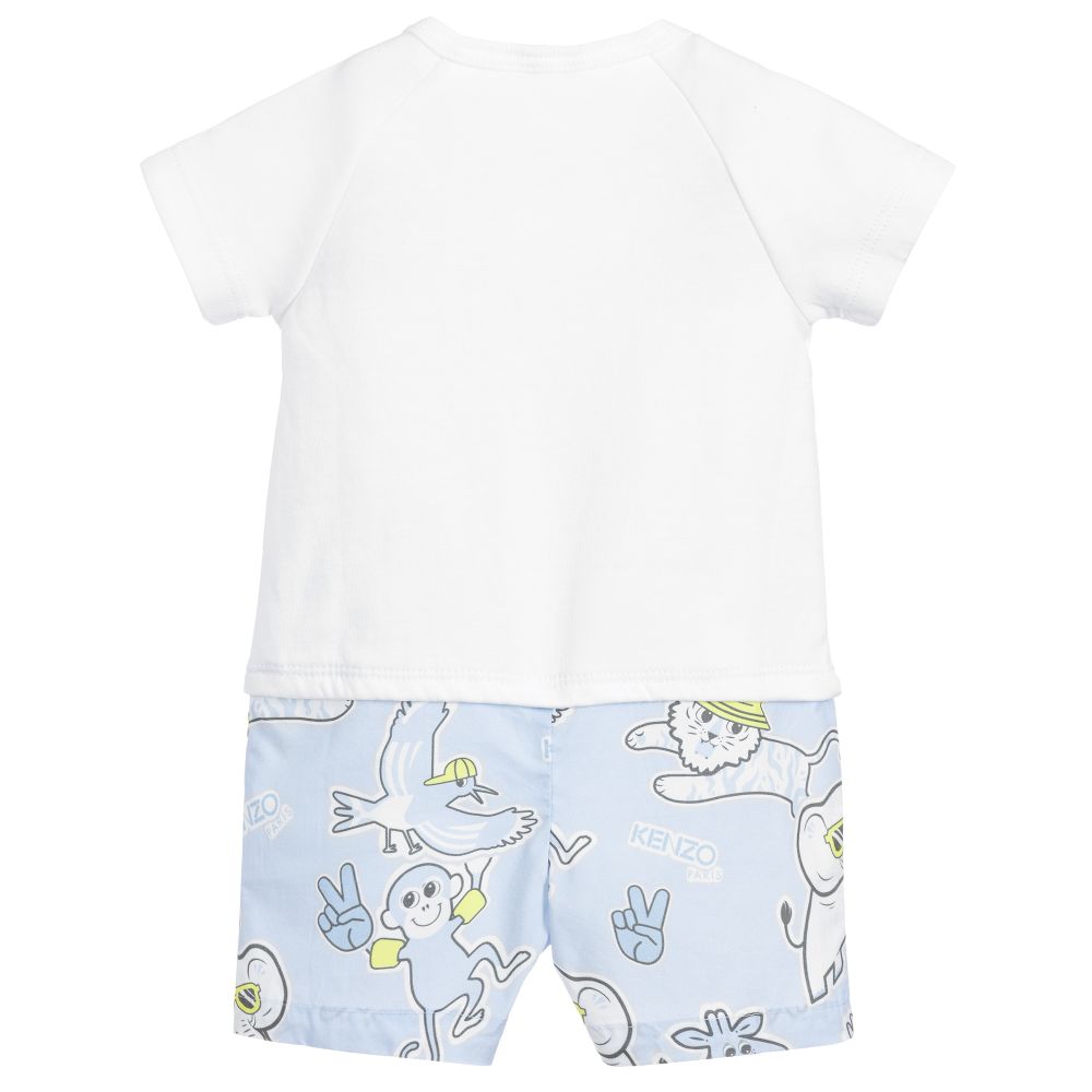 Baby Boys White Printing Cotton Babysuit