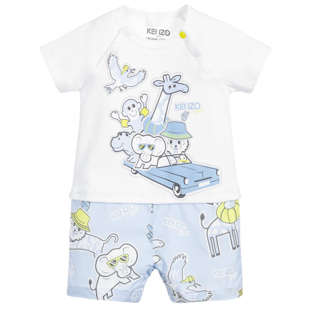 Baby Boys White Printing Cotton Babysuit