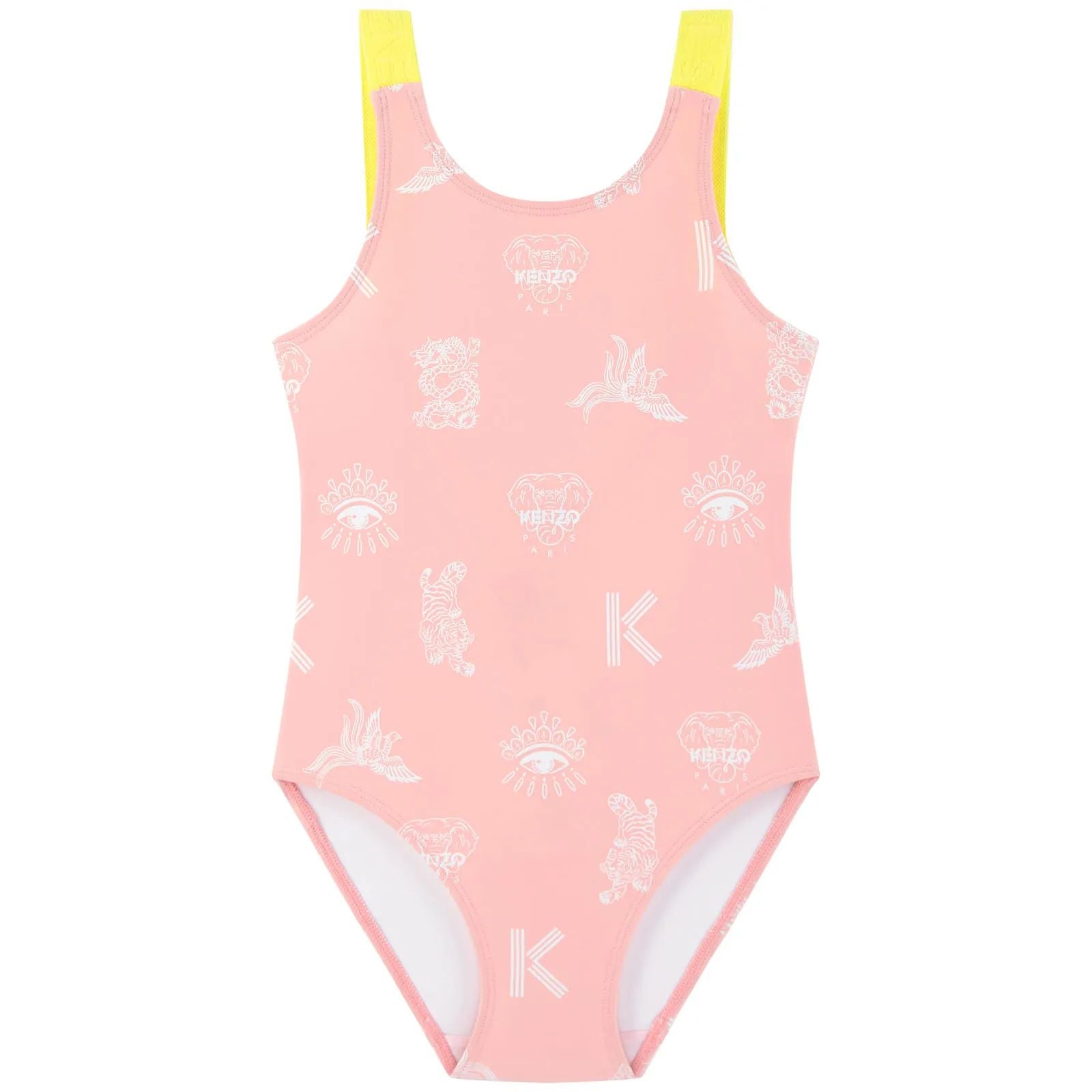 Girls Pink Pattern Swimsuit