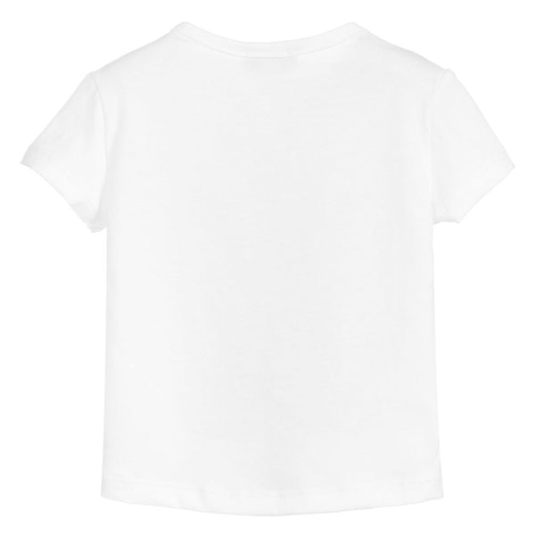 Girls White Logo Cotton T-shirt