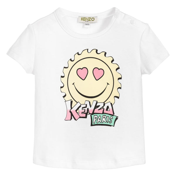 Girls White Logo Cotton T-shirt