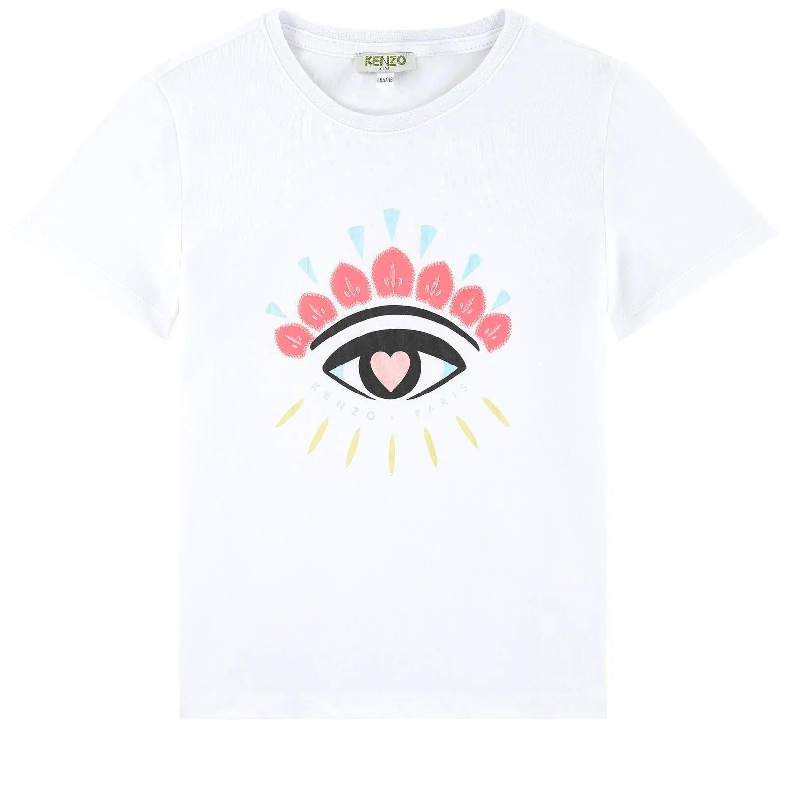 Girls White Cotton T-shirt