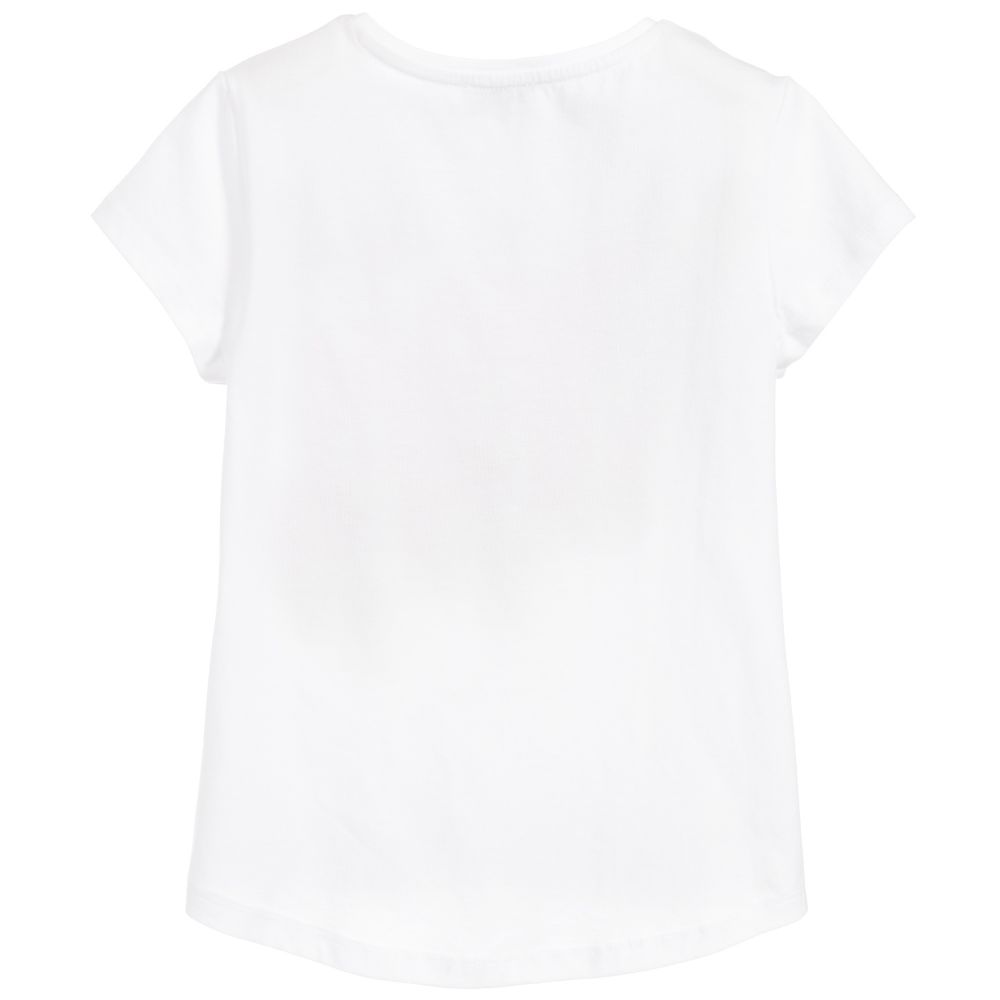Girls White Tiger Cotton T-shirt