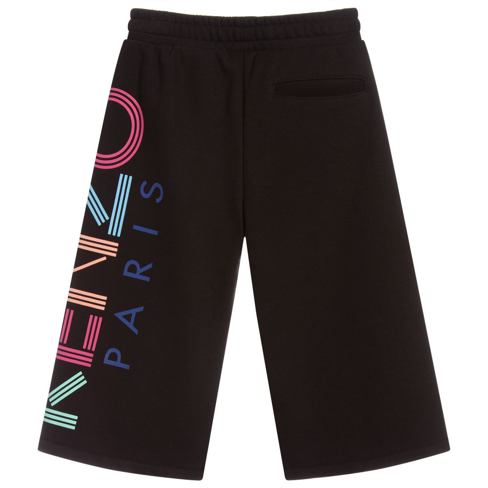 Girls Black Logo Cotton Trousers