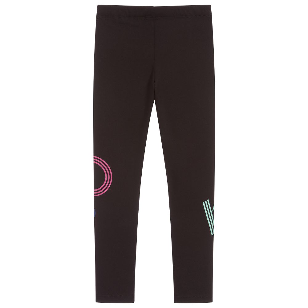 Girls Black Logo Cotton Leggings