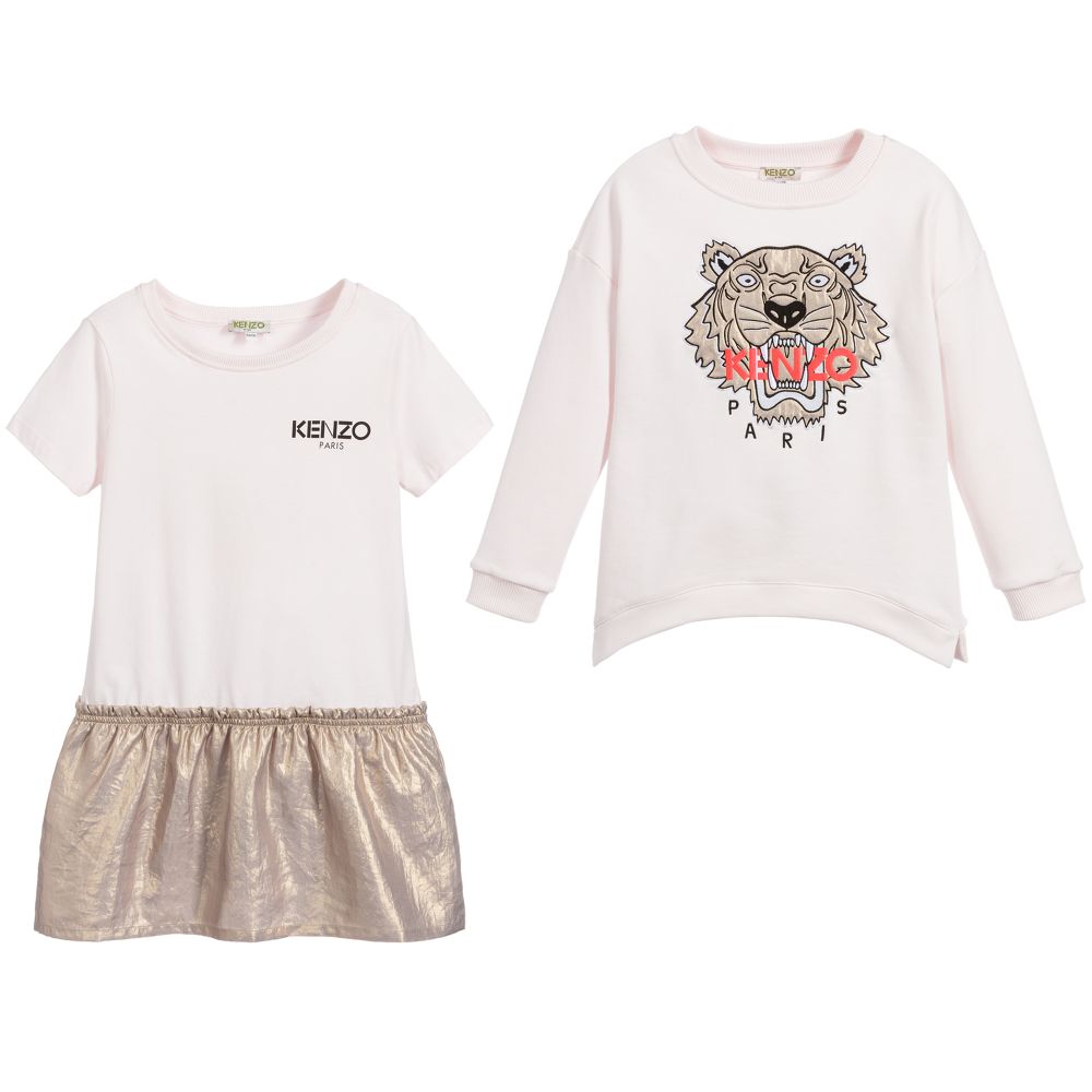 Girls Pink & Gold 2 Piece Dress Set