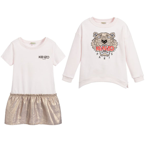 Girls Pink & Gold 2 Piece Dress Set