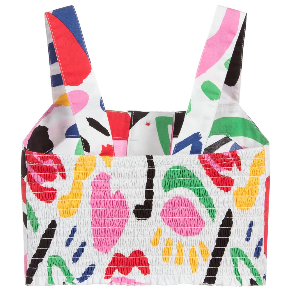 Girls White Painted Cotton Top