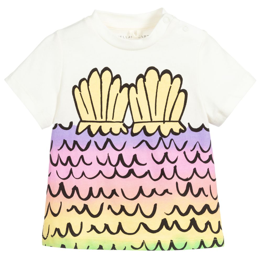 Baby Girls White Cotton T-shirt