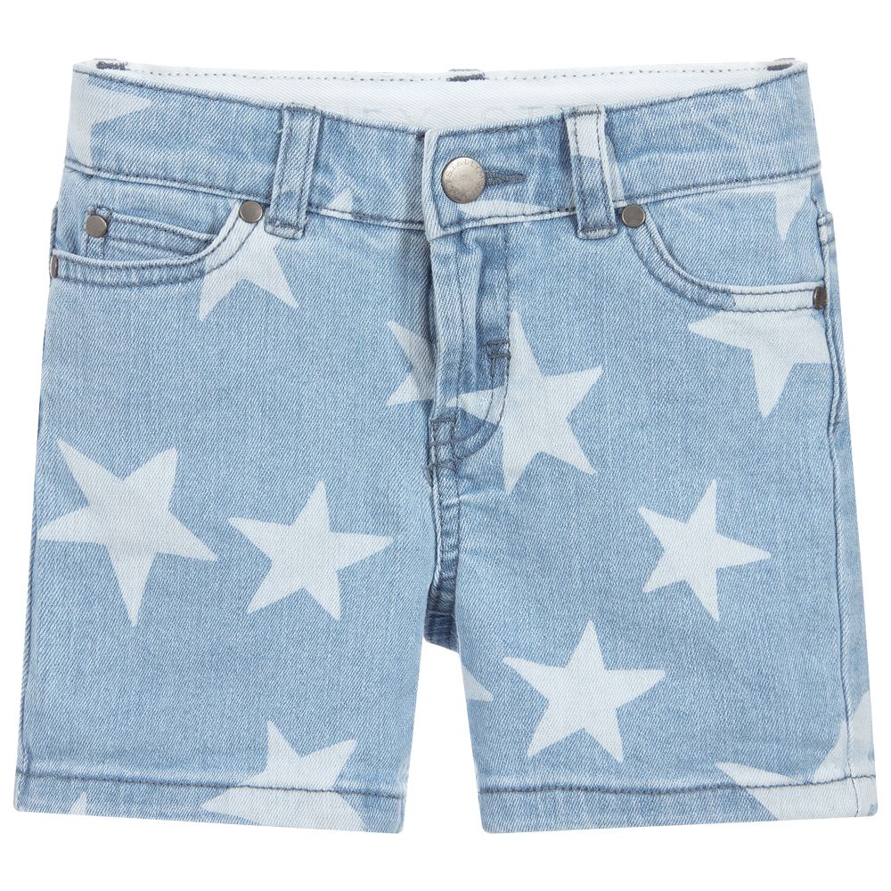 Girls Blue Star Cotton Shorts