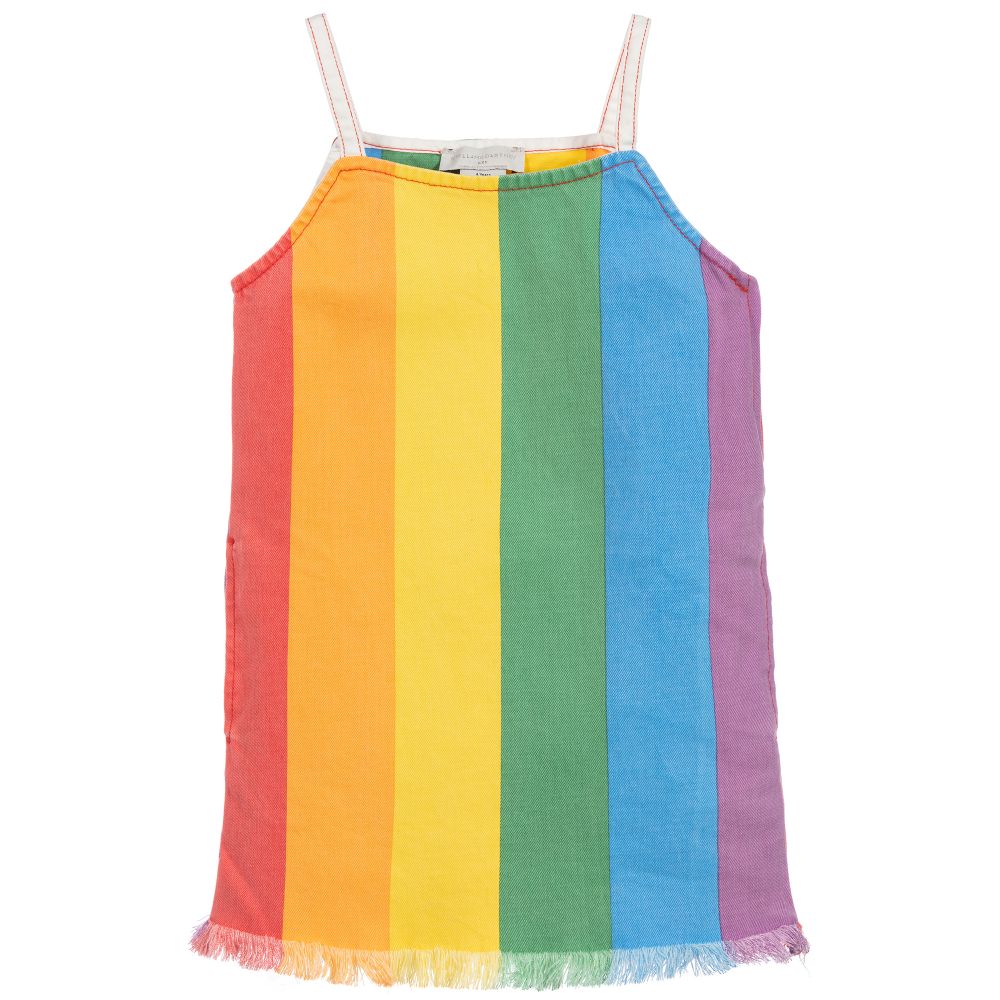 Girls Rainbow Denim Dress