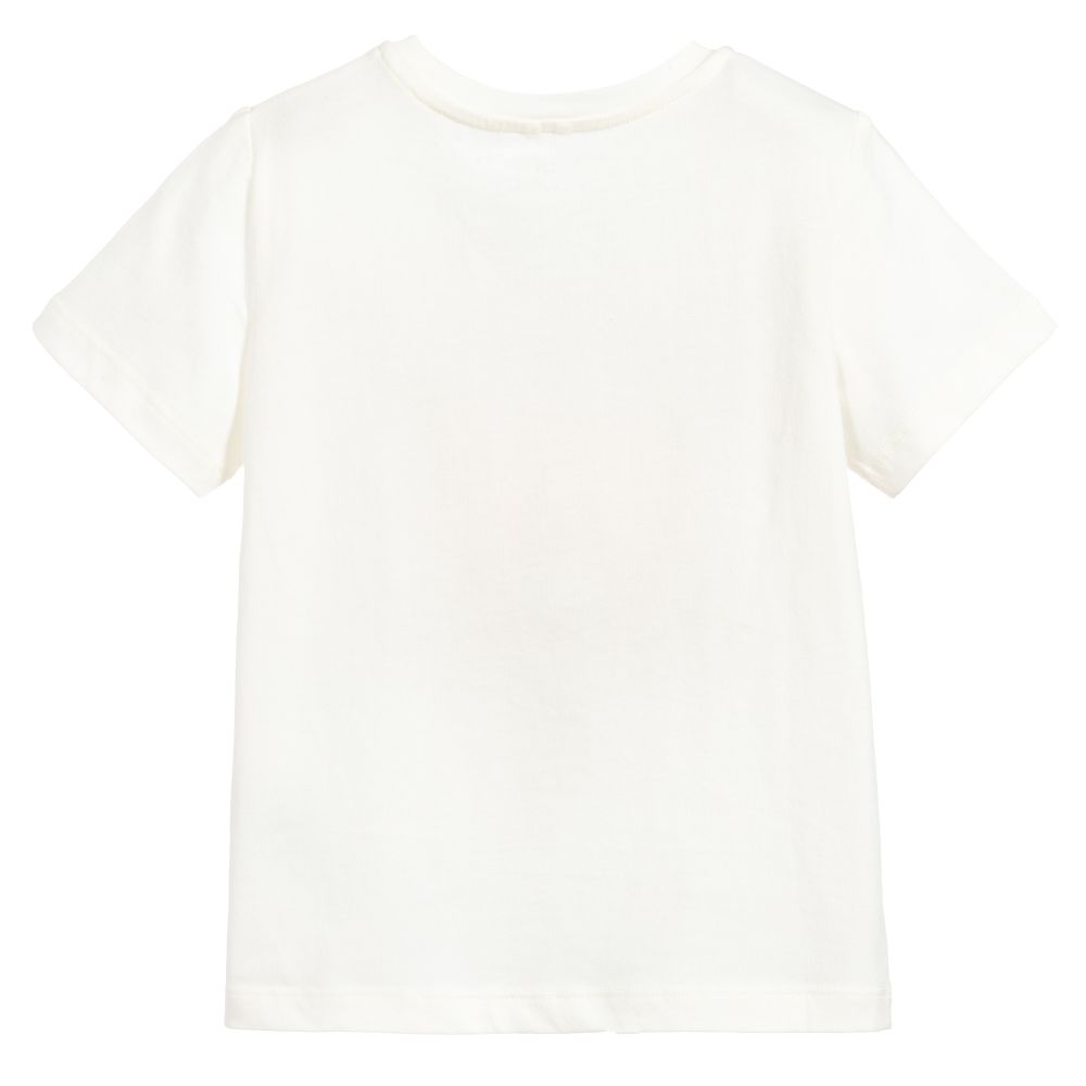 Girls White Logo Cotton T-shirt