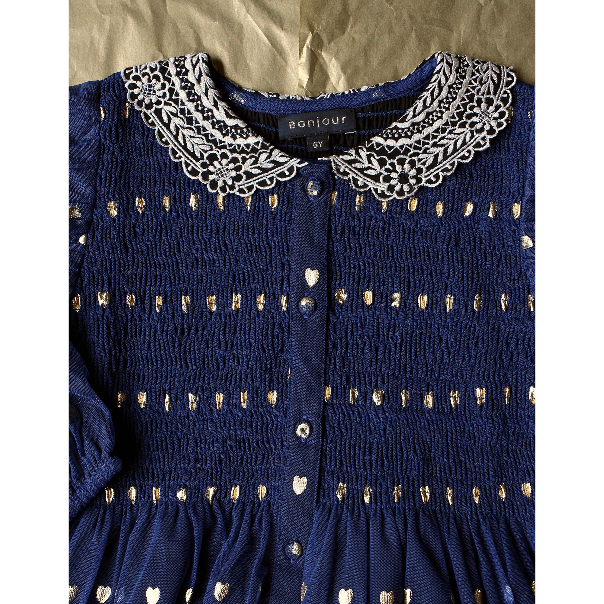 Girls Blue Heart Cotton Top