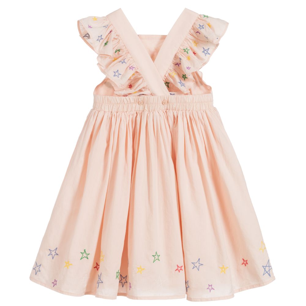 Girls Pink Embroidered Cotton Dress