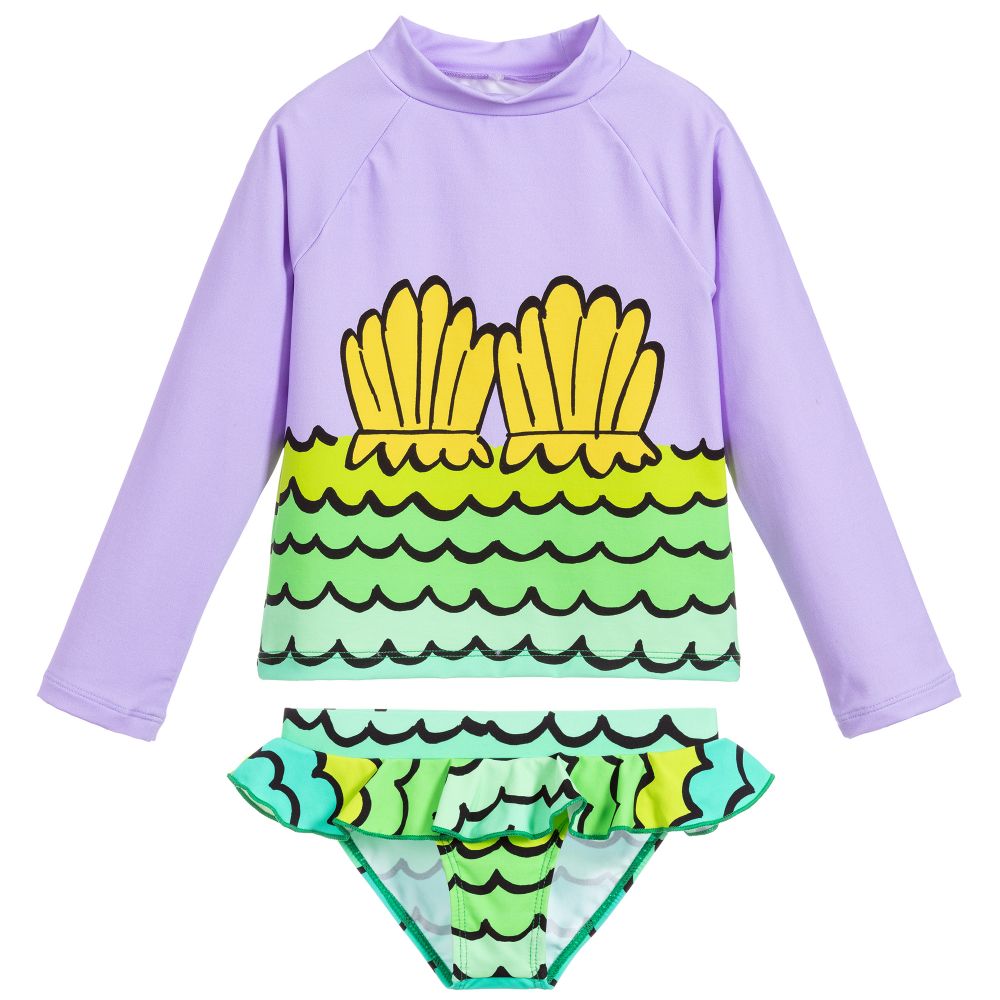 Girls Violet Mermaid Shells Swimsuit